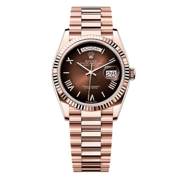 Rolex Day Date 36mm 128235 Chocolate Dial Rose Gold