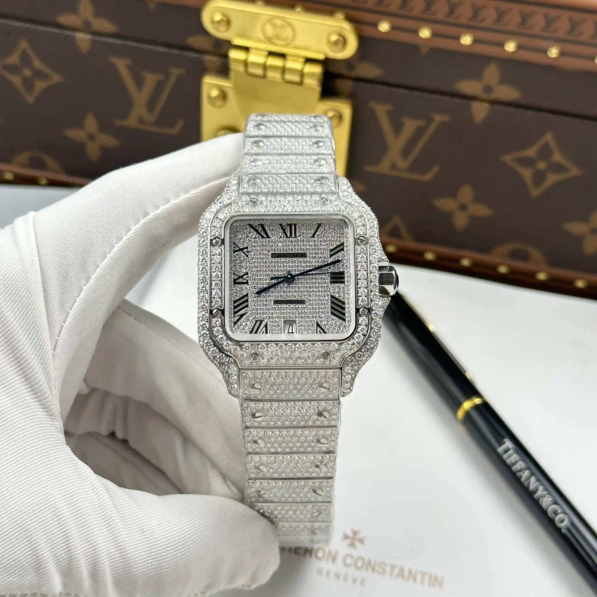 Cartier Santos De Cartier 39.8mm Full Diamond