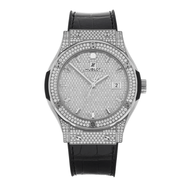 Hublot Classic Fusion Full Diamonds Moissanite Pave 42mm
