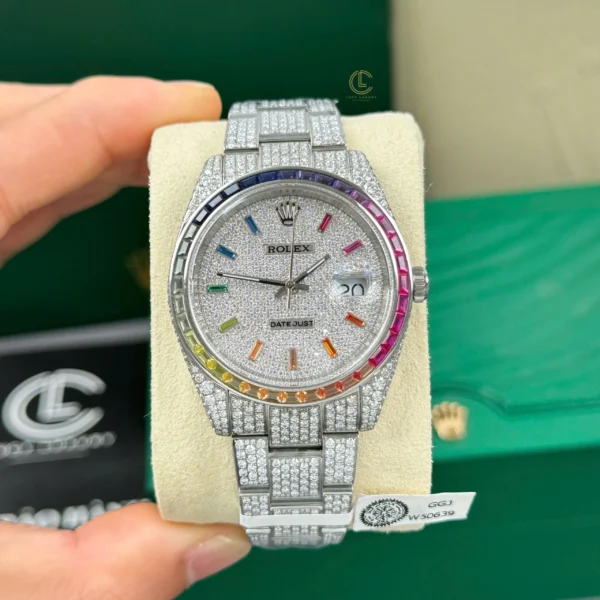 lucytimepieces-com-174.webp Rolex Datejust 41mm Benzel Ruby Full Moissanite Hongkong – Customize Diamod