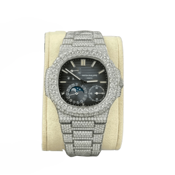 Patek Philippe Nautilus 5712/1A 40mm Blue Dial Full Moissanite