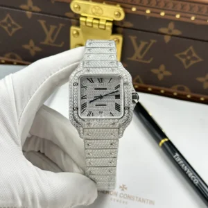 Cartier Santos de Cartie Larger Full Diamond 39.8mm – Handcrafted Diamod